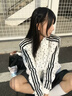 趣米樂(lè)韓系潮流波點(diǎn)開(kāi)衫衛(wèi)衣女秋季新款小個(gè)子學(xué)院風(fēng)條紋外套運(yùn)動(dòng)上衣服 白色 L 【建議100-120斤】 曬單實(shí)拍圖