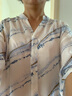 尚都比拉抽象印花條紋襯衫女夏季新款女裝設計感七分袖休閑襯衣 白配藍 L 曬單實(shí)拍圖