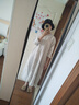 MUJI 女式 漢麻水洗 長袖襯衫連衣裙 女裝裙子 26年春季 BC2R2A6S 淺銀灰色條紋 L （165/88A） 曬單實拍圖