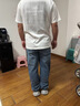 男人干活穿的勞保褲子上班寬松耐磨耐臟牛仔褲松緊腰直筒休閑長褲 淺藍色+深藍色【2條裝】 XL 建議125-140斤 曬單實拍圖