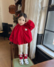 幼歌（YOUGE）嬰幼兒卡通連帽外套Q彈打底褲套裝兒童精靈帽兩件套潮 紅色外套 100 cm 曬單實拍圖