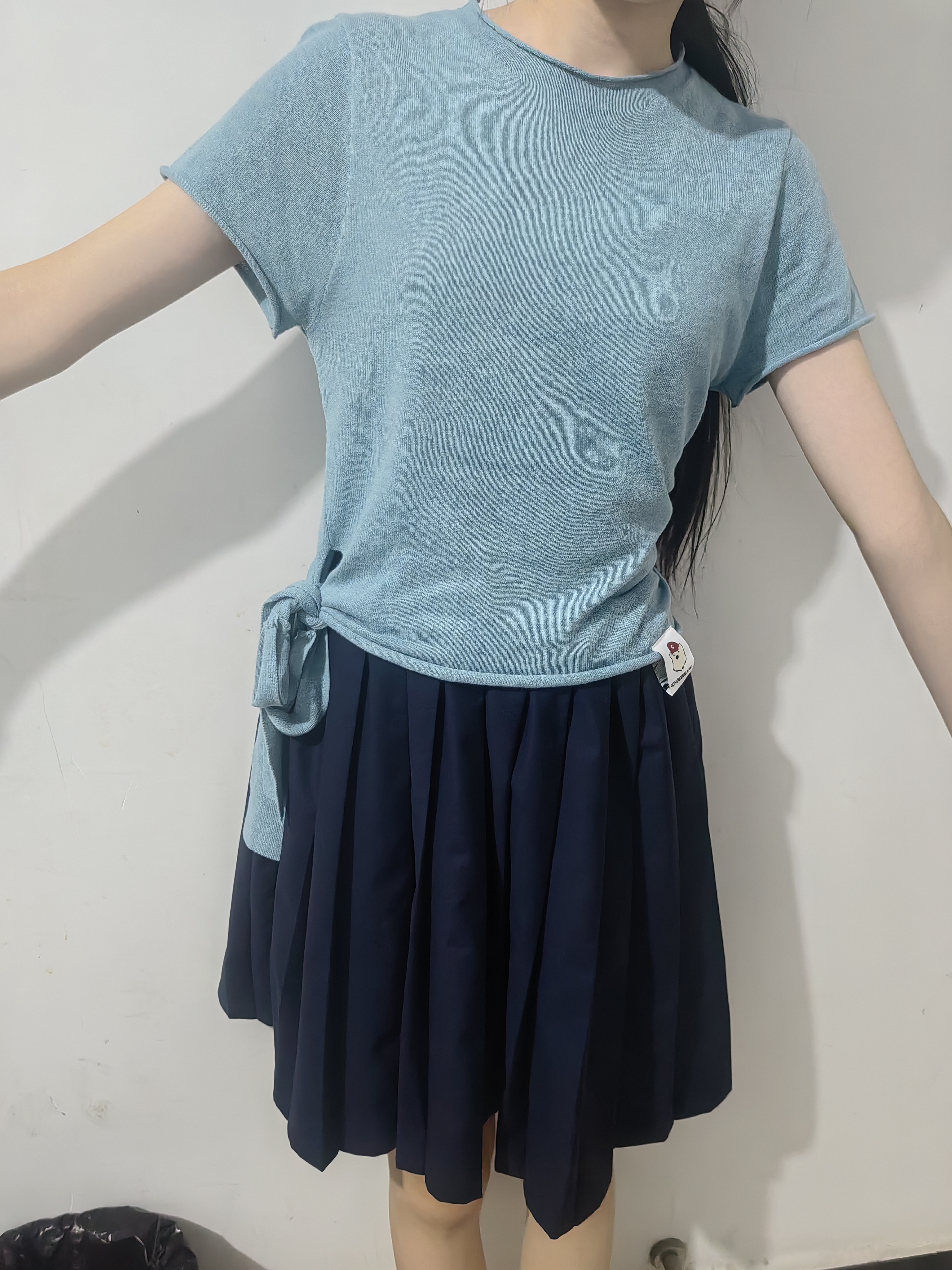 :CHOCOOLATEit時(shí)尚簡約風(fēng)短袖T恤女夏季修身顯瘦收腰簡約百搭上衣 薄荷綠   M 曬單實(shí)拍圖
