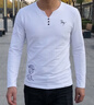 皮爾卡丹（pierre cardin）V領長袖t恤男秋冬季打底衫修身內搭體恤秋裝上衣加絨加厚衛(wèi)衣 670白色 175/XL【適合120-135斤】 曬單實拍圖