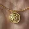 老廟黃金項(xiàng)鏈女八寶羅盤可轉(zhuǎn)動(dòng)足金吊墜七夕情人節(jié)禮物送女朋友老婆 吊墜*金重約2.6g【贈(zèng)銀鏈】 曬單實(shí)拍圖