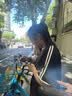 唐獅（TonLion）運動套裝女短袖短褲華夫格撞色設計時尚兩件套學生潮流隨性一整套 曬單實拍圖