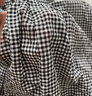 MUJI 女式 強捻 法國袖罩衫女士襯衫T恤女裝女款純棉短袖上衣 黑色格紋 M (160/84A) 曬單實拍圖