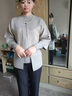 羅蒙（ROMON）媽媽裝秋裝針織開衫兩件套2024新款中年女士春秋季內搭毛衣打底衫 藍灰色兩件套 L 推薦110斤以內 曬單實拍圖