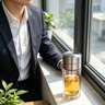 繁季茶水分離杯雙層玻璃便攜男女小容量泡茶迷你口袋辦公室高檔耐高溫 曬單實拍圖