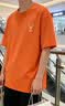 羅蒙（ROMON）夏季冰絲索羅娜棉短袖T恤男士青少年2025新款寬松圓領潮牌打底衫 橙色 涼感索羅娜小鹿頭 S 建議80-90斤 曬單實拍圖