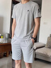 JEEP SPIRIT夏季中老年運動套裝男士短袖T恤爸爸裝夏裝老人衣服爺爺運動服 灰色 L (90-110斤) 曬單實拍圖