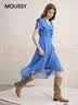 moussy 夏季新品女式法式度假風不規(guī)則茶歇裙連衣裙028ISZ30-3031 110藍色 均碼 曬單實拍圖