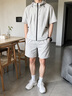JEEP SPIRIT夏季套裝男士短袖短褲運動休閑寬松潮流衣服搭配帥氣短袖套裝 灰色 M (100-115斤) 曬單實拍圖