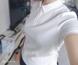 MJ STYLEPolo領(lǐng)短袖T恤女2026年夏季新款收褶修身顯瘦小個(gè)子短款上衣 曬單實(shí)拍圖