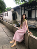 茵曼（INMAN）茵曼苧麻棉櫻花粉炒色背心連衣裙26夏女新款A字無袖長裙 淺粉色 M 曬單實拍圖