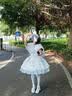 閃動少女藍白lolita洋裝jsk日常連衣裙公主洛麗塔少女甜美斗篷 藍白jsk+斗 S 曬單實拍圖