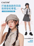 CACUSS貝雷帽女春夏大帽面報(bào)童帽顯臉小復(fù)古波點(diǎn)八角畫(huà)家帽 墨灰星綴 曬單實(shí)拍圖