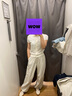優衣庫精紡美利奴羊毛混紡POLO領針織開衫/短袖女裝T恤外套485307 01 乳白色 M 曬單實拍圖