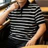 JEEP SPIRIT2026夏季新款條紋polo衫男士短袖半袖翻領體恤半拉鏈潮流 黑色條紋 M (100-120斤) 曬單實拍圖
