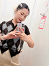 優衣庫精紡美利奴羊毛混紡POLO領針織開衫短袖女裝T恤毛衣488333 39 棕黑色 L 曬單實拍圖