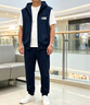 JEEP SPIRIT2026夏季無袖背心男士連帽馬甲寬松潮流運動坎肩上衣服男 藏青色 M 110-130斤 曬單實拍圖