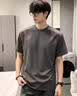 燦圖 網(wǎng)孔透氣冰絲速干短袖t恤男夏季薄款戶外運動健身涼感拼接半截袖 灰色 薄款 XL (建議120斤到140斤) 曬單實拍圖