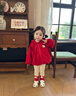 幼歌（YOUGE）嬰幼兒卡通連帽外套Q彈打底褲套裝兒童精靈帽兩件套潮 紅色外套 100 cm 曬單實拍圖