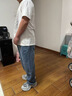 男人干活穿的勞保褲子上班寬松耐磨耐臟牛仔褲松緊腰直筒休閑長褲 淺藍色+深藍色【2條裝】 XL 建議125-140斤 曬單實拍圖