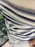 拉夏貝爾小眾辣妹撞色條紋短袖t恤女夏新款設(shè)計感修身正肩上衣 藍(lán)色條紋 M 曬單實拍圖