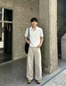 燦圖 肌理感老錢風polo衫短袖t恤男夏季薄款海鷗正肩半袖高端冰絲上衣 白色 XL 建議120斤到140斤 曬單實拍圖