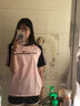 素織錦短袖女t恤女衣服女裝夏季潮流寬松大碼T恤韓版半袖女生上衣 字母貓咪短袖【黑拼粉】 M 【建議110斤以?xún)取?曬單實(shí)拍圖