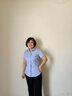 DGPZ襯衫女商務(wù)休閑正裝女士襯衣打底衫OL通勤工作服GM1632 藍色短 2XL 曬單實(shí)拍圖