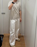 優衣庫快干POLO衫/短袖男裝女裝合作款/T恤482304 03 灰色 L 曬單實拍圖