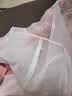 闊色立體花朵蕾絲短袖t恤女2026夏季新款假兩件粉色網紗寬松上衣 粉色 S 曬單實拍圖