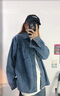 YOMC疊穿襯衣牛仔外套女韓版寬松2025春秋新款薄款正肩小個(gè)子搭配襯衣 中深藍(lán)色 M 【建議95斤-110斤】 曬單實(shí)拍圖