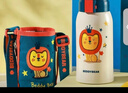 杯具熊（BEDDYBEAR）復(fù)古雙飲蓋兒童保溫杯帶吸管兒童水杯大容量學(xué)生杯子620ml小獅子 曬單實拍圖