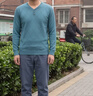 皮爾卡丹（pierre cardin）V領長袖t恤男春秋季新款潮流內搭打底小衫個性百搭青年針織上衣 603藍色 M 【適合95-115斤】 曬單實拍圖
