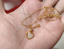 中國黃金（CHINA GOLD）愛心黃金項鏈女2026新款金鑲玉吊墜七夕情人節禮物送女友老婆生日 足金玉見你和田玉吊墜+贈鍍金銀鏈【今/次日達】 曬單實拍圖