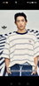 adidas南法假日度假風華夫格條紋短袖T恤男裝夏季阿迪達斯三葉草   漢玉白/深靛藍（推薦選小兩碼)   M 曬單實拍圖