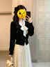 千韻伊然粘纖假兩件秋季新款針織衫女夏蝴蝶結領結顯瘦上衣外搭長袖洋氣質 黑色 M 曬單實拍圖