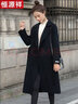 恒源祥雙面絨大衣羊毛女中長(cháng)款2024年秋冬新款韓版修身赫本風(fēng)毛呢外套 黑色(商城質(zhì)量) XL 115-125斤 曬單實(shí)拍圖