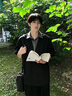 Shelley Jones人夫感假兩件冰絲短袖襯衫男夏季老錢(qián)風(fēng)高級(jí)感長(zhǎng)袖可收七分袖襯衣 黑色 假兩件省去搭配 XL 身高175-180cm體重140-155斤 曬單實(shí)拍圖