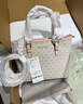 MICHAEL KORS邁克高仕MK Jet Set travel 女士迷你托特包菜籃子 香草白/淺粉色 640 超小號迷你 曬單實(shí)拍圖