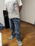 男人干活穿的勞保褲子上班寬松耐磨耐臟牛仔褲松緊腰直筒休閑長褲 淺藍色+深藍色【2條裝】 XL 建議125-140斤 曬單實拍圖