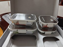 樂扣樂扣（LOCK&LOCK）玻璃飯盒保鮮密封冰箱便當飯盒收納盒4件套（不銹鋼蓋洗碗機可用 曬單實拍圖