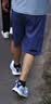 阿迪達斯（adidas）短褲夏季男戶外休閑百搭短褲顯瘦松緊腰梭織運動五分褲 藍/白 XL 曬單實拍圖