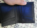 YS鱷魚(yú)皮卡包男士真皮短款錢(qián)夾卡包商務(wù)名片夾豎款證件夾青年男皮夾 黑色 曬單實(shí)拍圖