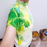ROMON短袖t恤女2026新款夏季高級感氣質墨染漸變印花彈力修身上衣小衫 灰色 均碼 曬單實拍圖