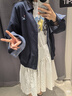 UR2026秋季新款女裝休閑復古翻領刺繡拉鏈外套UYY160009 藏青 (偏寬松) XS 曬單實拍圖