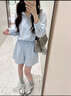 班尼路（Baleno）S&K冰絲襯衫短褲兩件套女夏季新款防曬衣松弛感上班通勤穿搭套裝K 曬單實(shí)拍圖