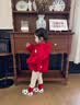 幼歌（YOUGE）嬰幼兒卡通連帽外套Q彈打底褲套裝兒童精靈帽兩件套潮 紅色外套 100 cm 曬單實拍圖